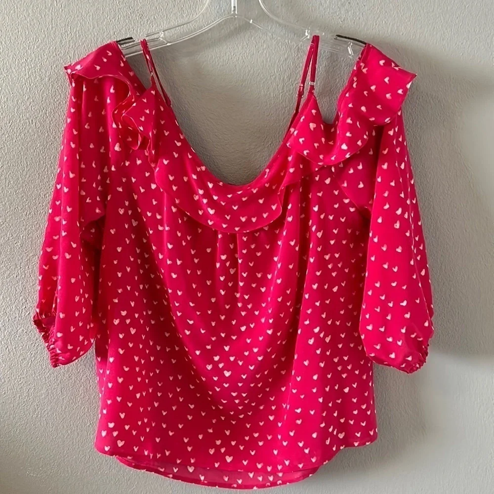 JOIE Silk Blouse Womens Size‎ Medium Romantic Pink Red - Picture 2 of 9